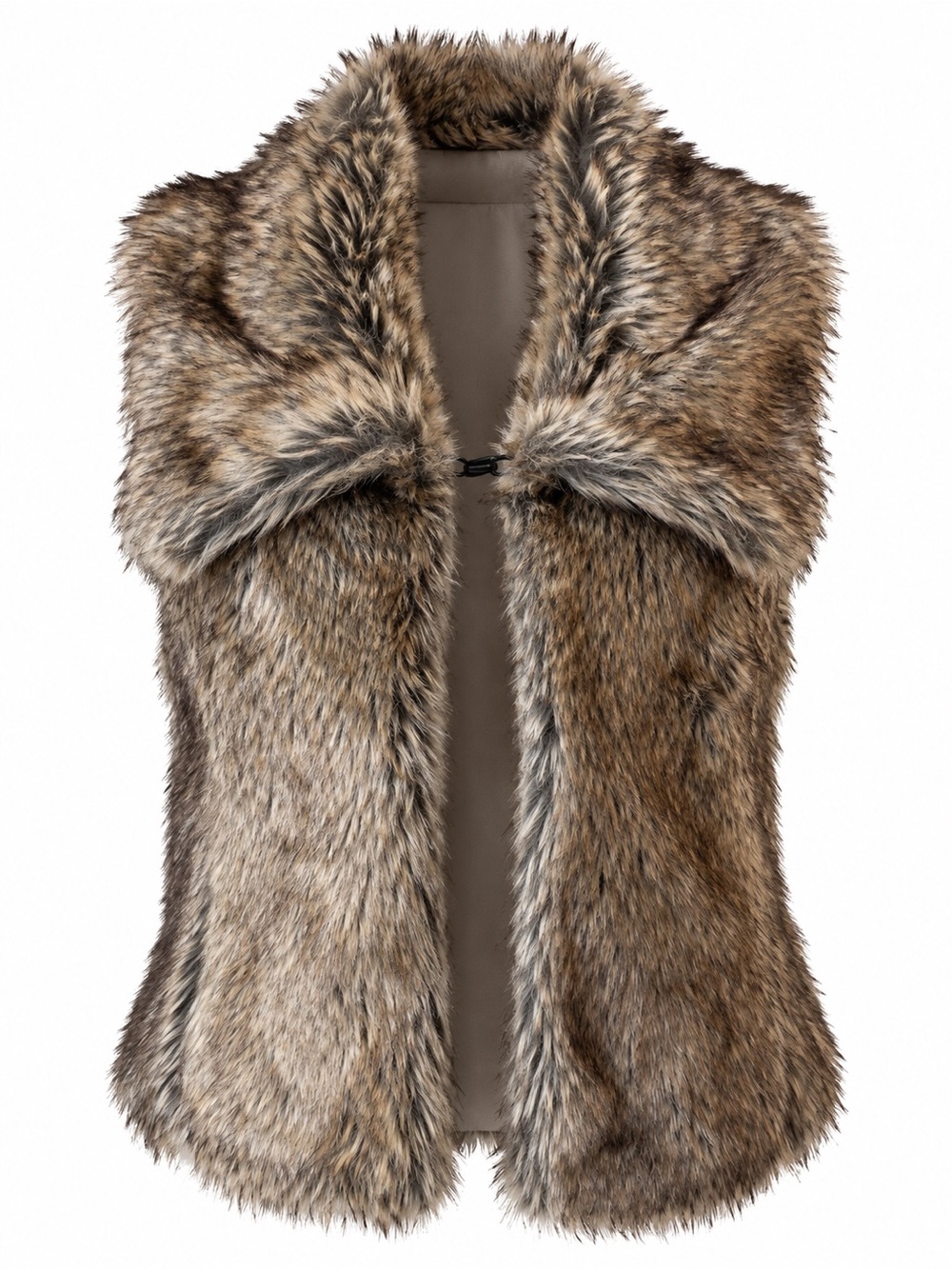 Women's Faux Fur Vest in Brown - Plush Layering Vest